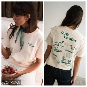 Café Le Mot Graphic Short Sleeve Tee in Cream
